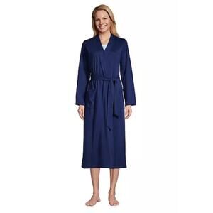 Lands End Supima Cotton Purple Long Robe Womens Soft Sleepwear Medium Petite